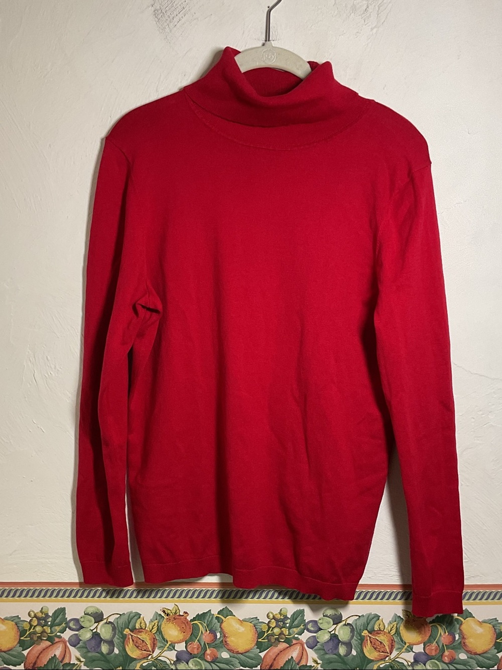 Talbots Red Perfect Turtleneck Sweater Cotton Modal Blend Size M